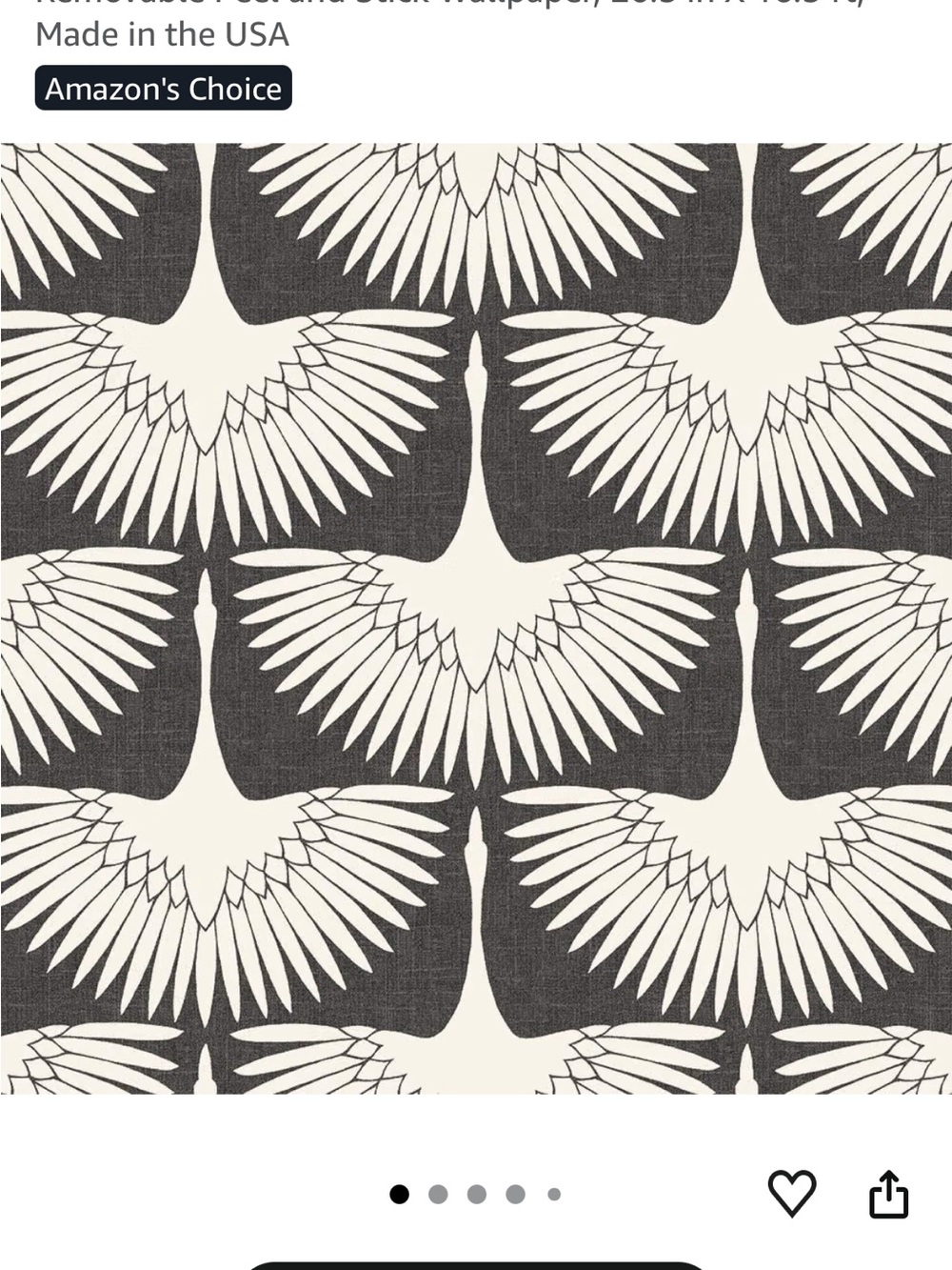 Tempaper Storm Gray and Cream Crane Pattern Peel & Stick Wallpaper